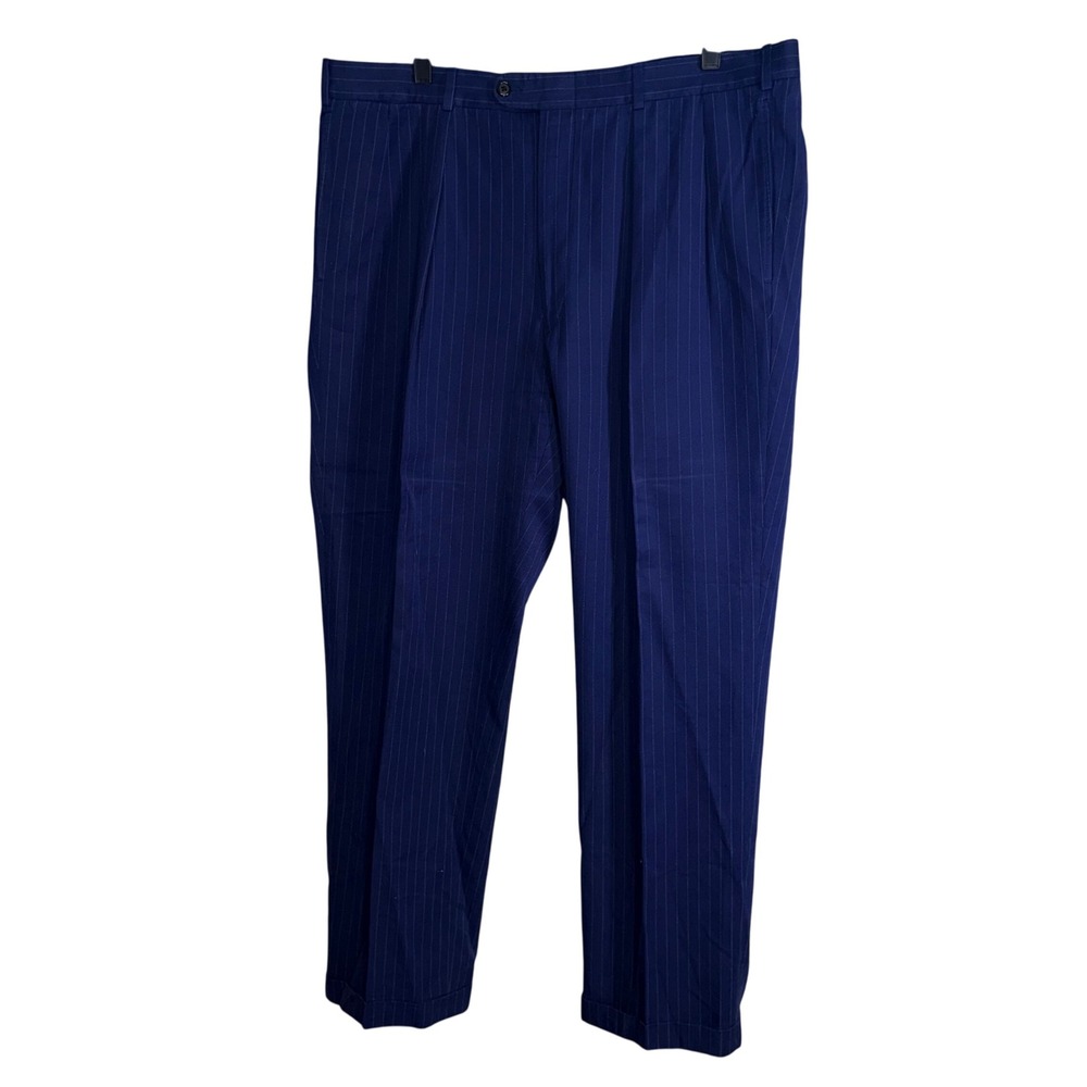 Hickey Freeman‎ Mens Navy Pinstripe Wool Suit Jacket Blazer